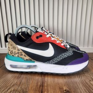 Nike Black and Red Athletic Shoes with Leopard Print